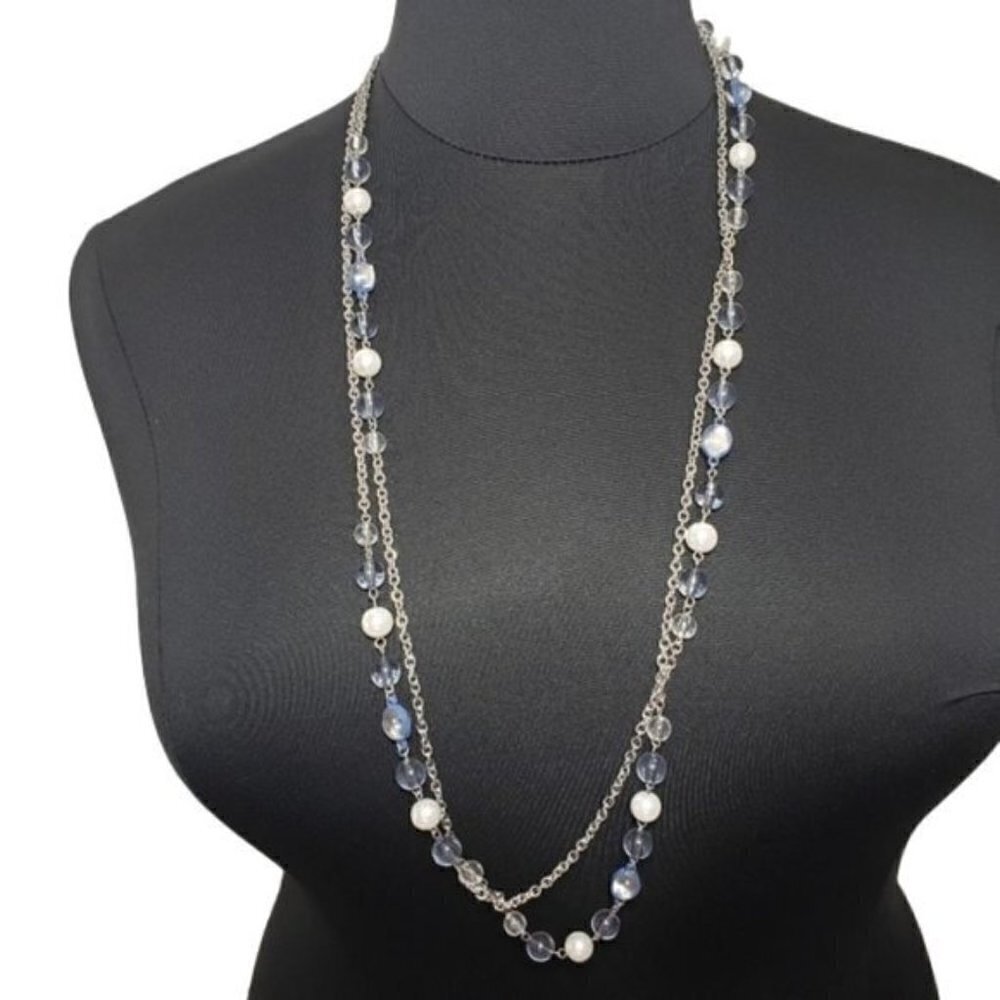 NY&C Beaded Double Row Chain Link Fashion Necklace